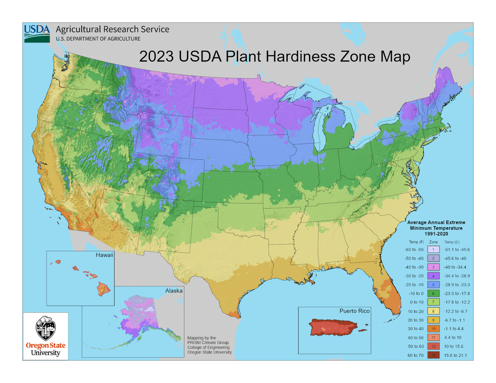 USDA Plant Hardiness Zone Map