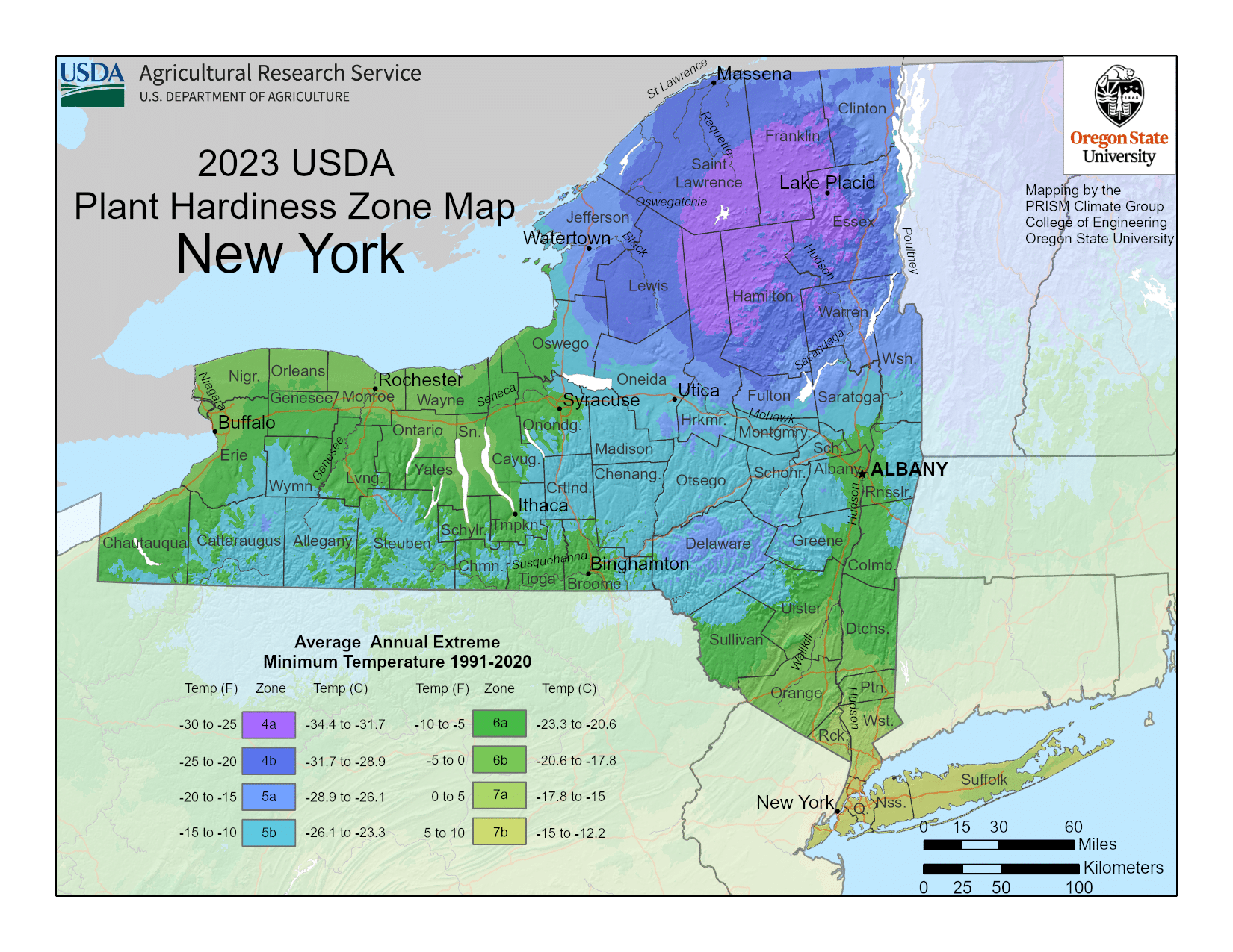 New York USDA hardiness zone map