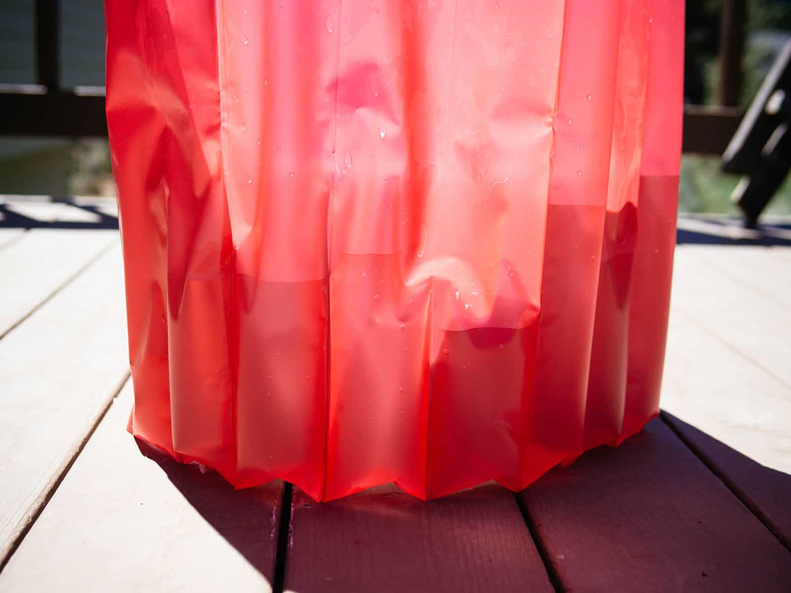 Tubes in a red cherry tree partially filled with water